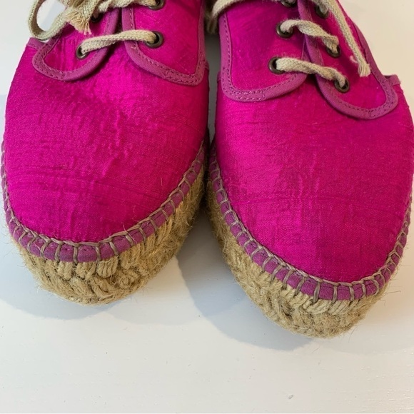 Gaimo Ronda Fuchsia Pink Silk Jute Platform Espadrilles sz 37 / US 6.5-7 - Picture 6 of 10